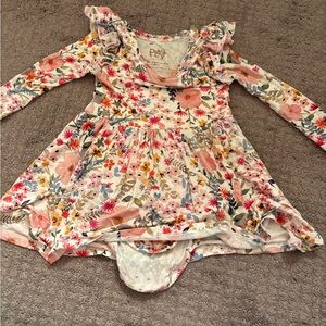Little Sleepies bodysuit twirl dress floral print 18-24 months